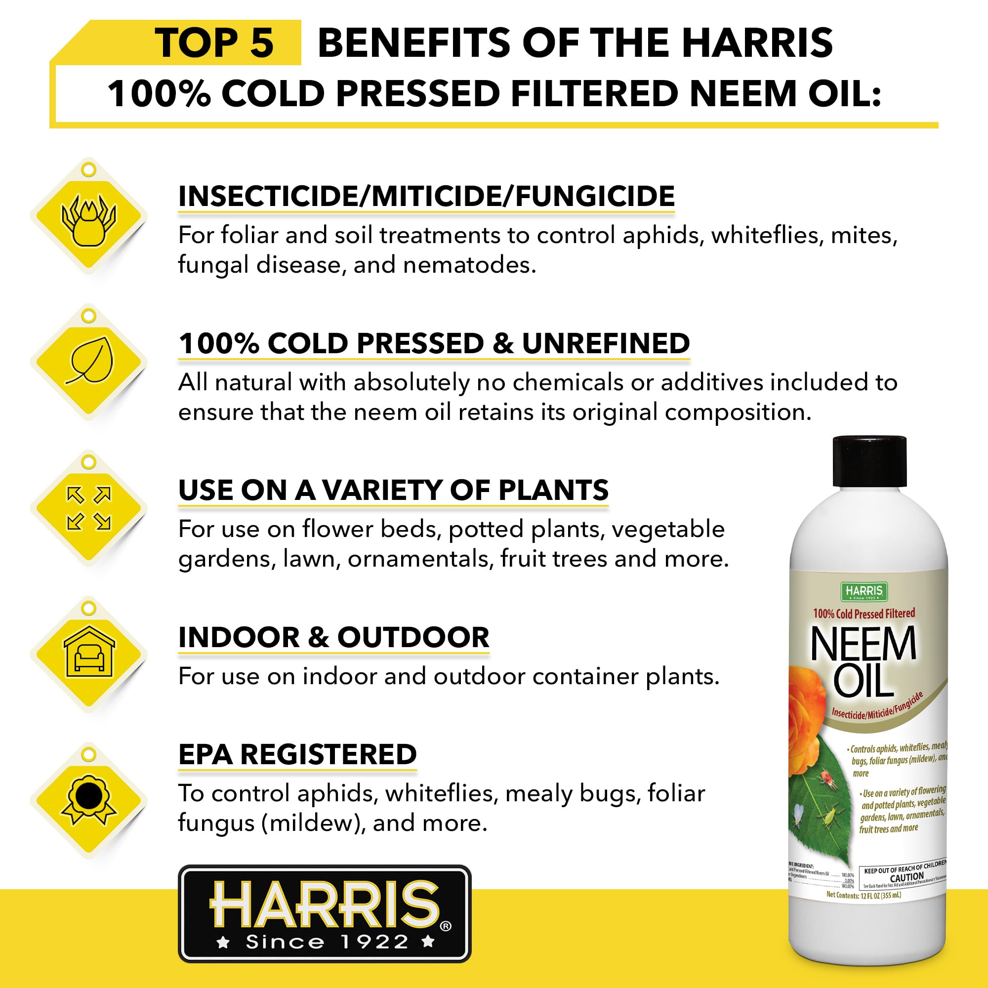 Droplet applicator on Harris neem oil for precise plant treatment.