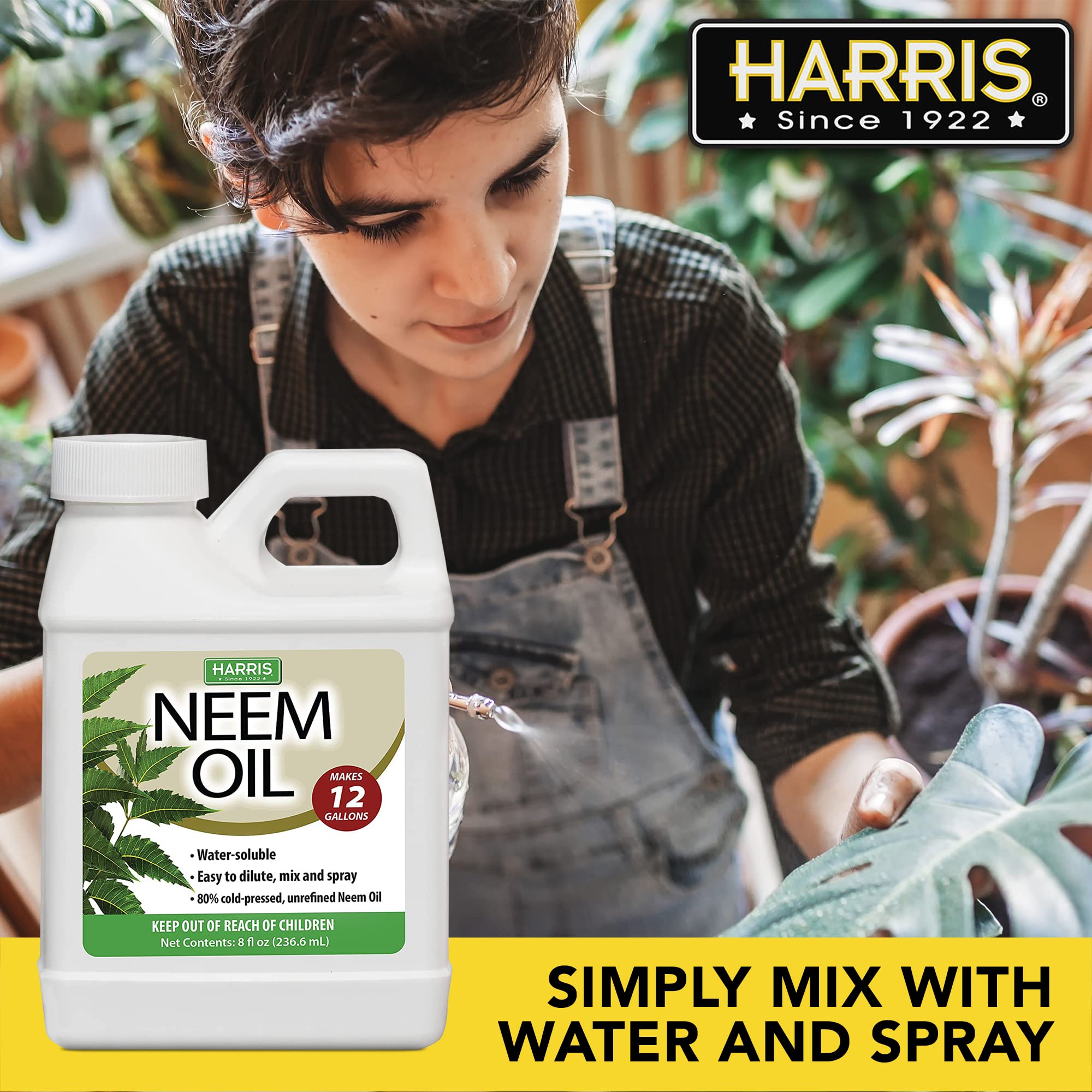 Harris Neem Oil ingredients 80-percent panel communicates pure neem oil strength.