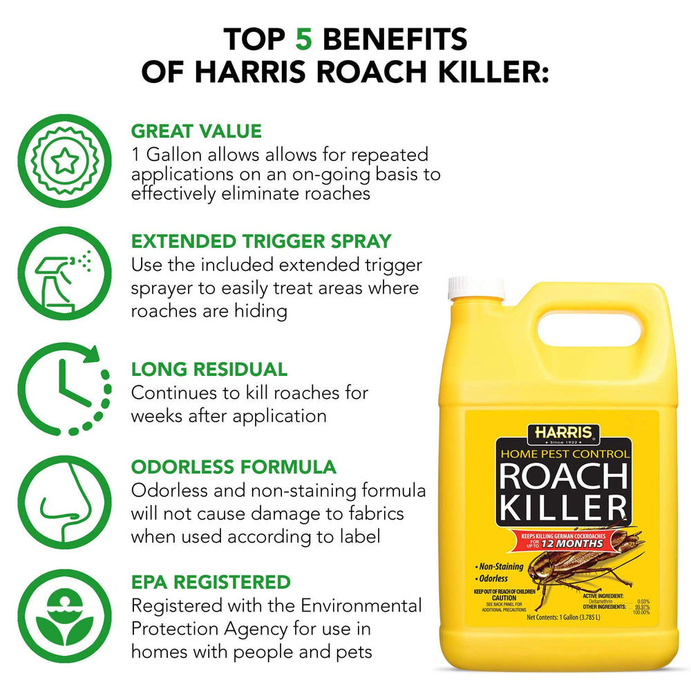 HARRIS Roach Killer extended residual formula on treated areas for ongoing protection