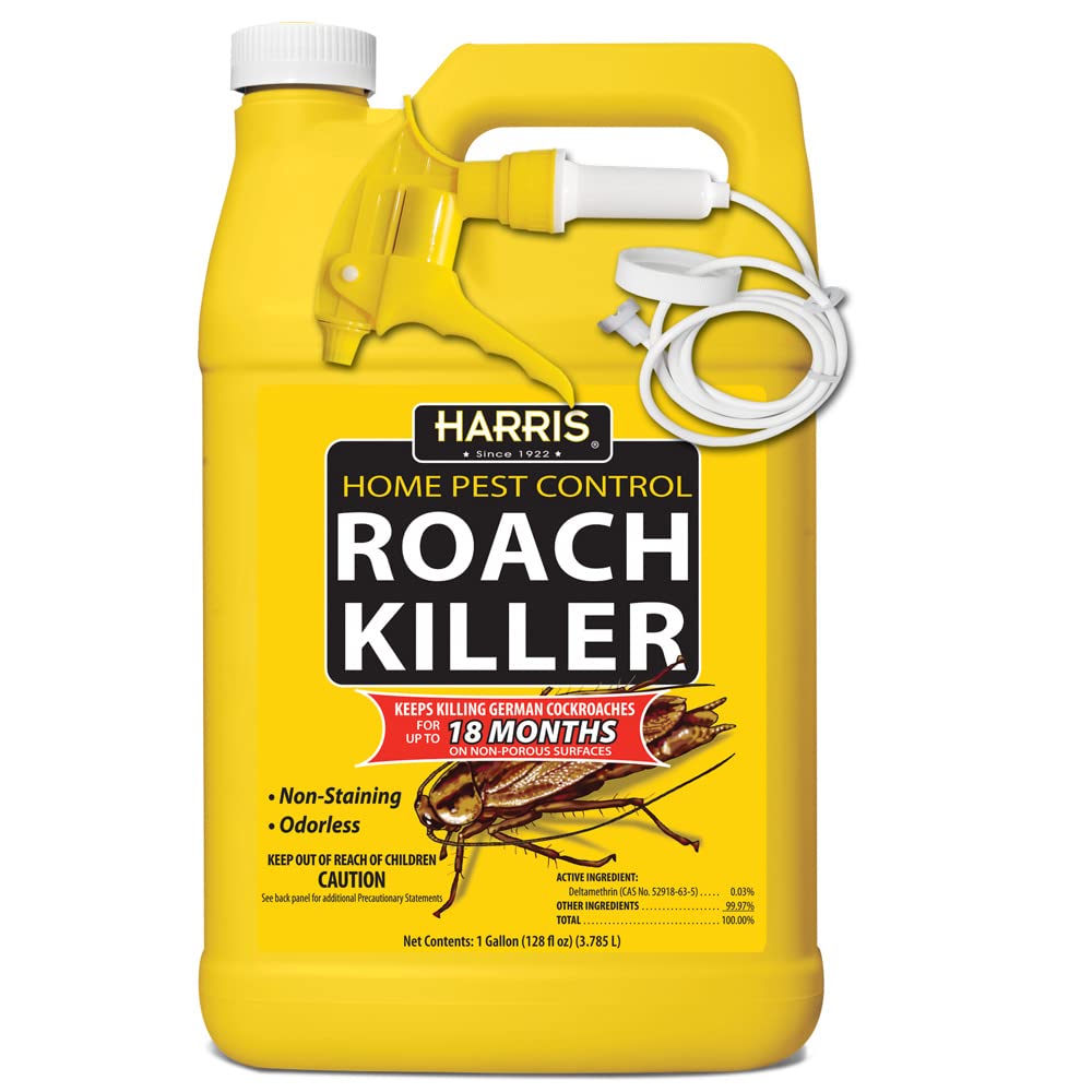 HARRIS Roach Killer liquid spray bottle showing extended residual effect for long-lasting control