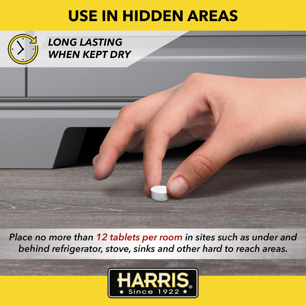 HARRIS Roach Tablets discreet placement under a cabinet.