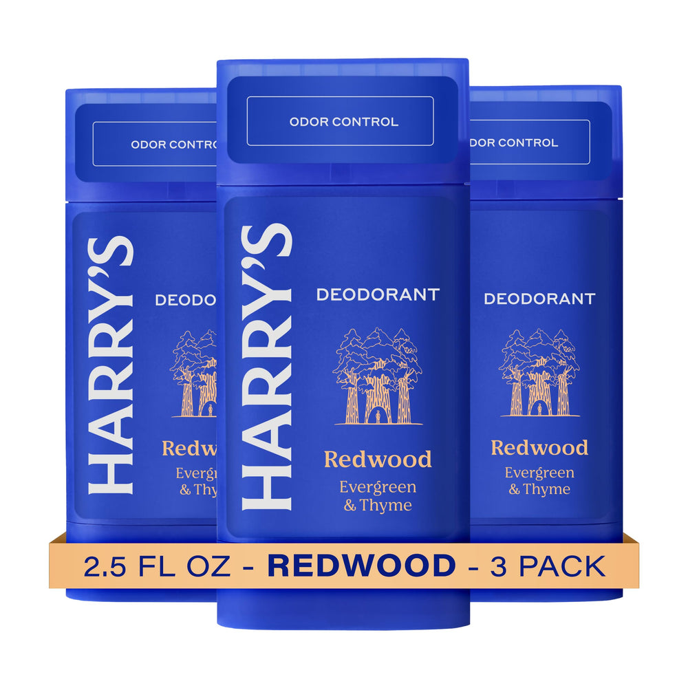Harry's aluminum-free deodorant Redwood bottle shown for all-day odor control