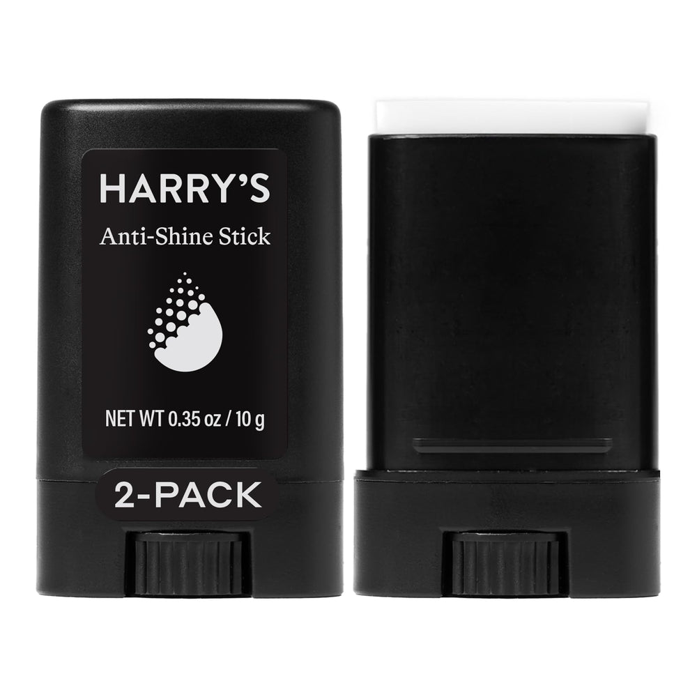 Harry's Anti-Shine Stick on forehead, nose, and chin for oil absorption