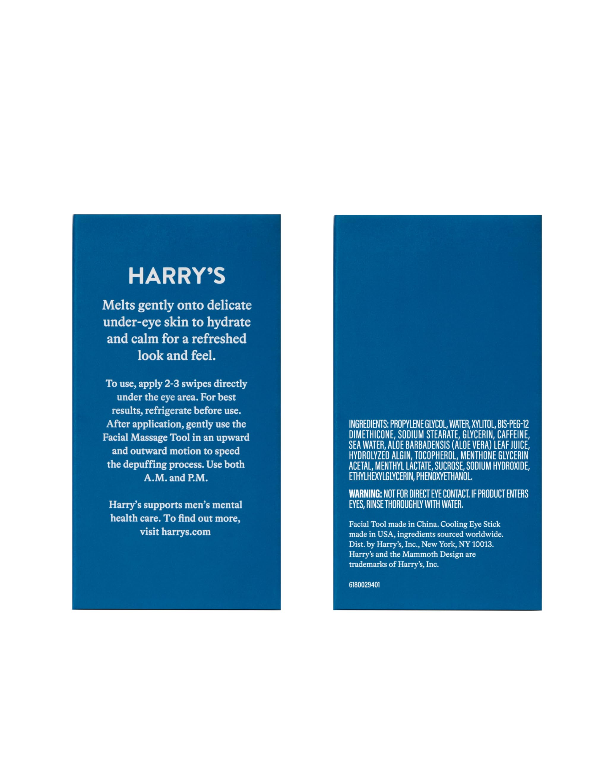 Harry's Cooling Eye Kit guasha tool depuff with weighted zinc for gentle lymph drainage
