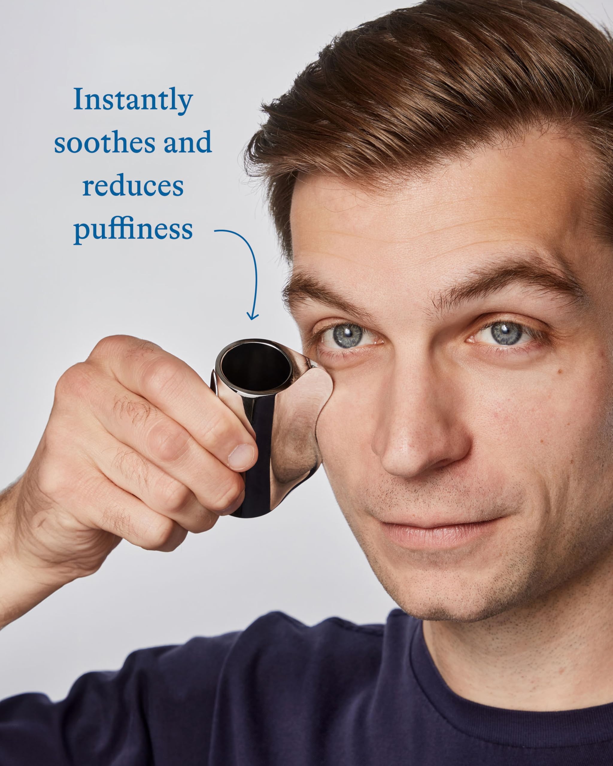 Harry's Cooling Eye Kit weighted guasha tool speeds depuffing and relaxation