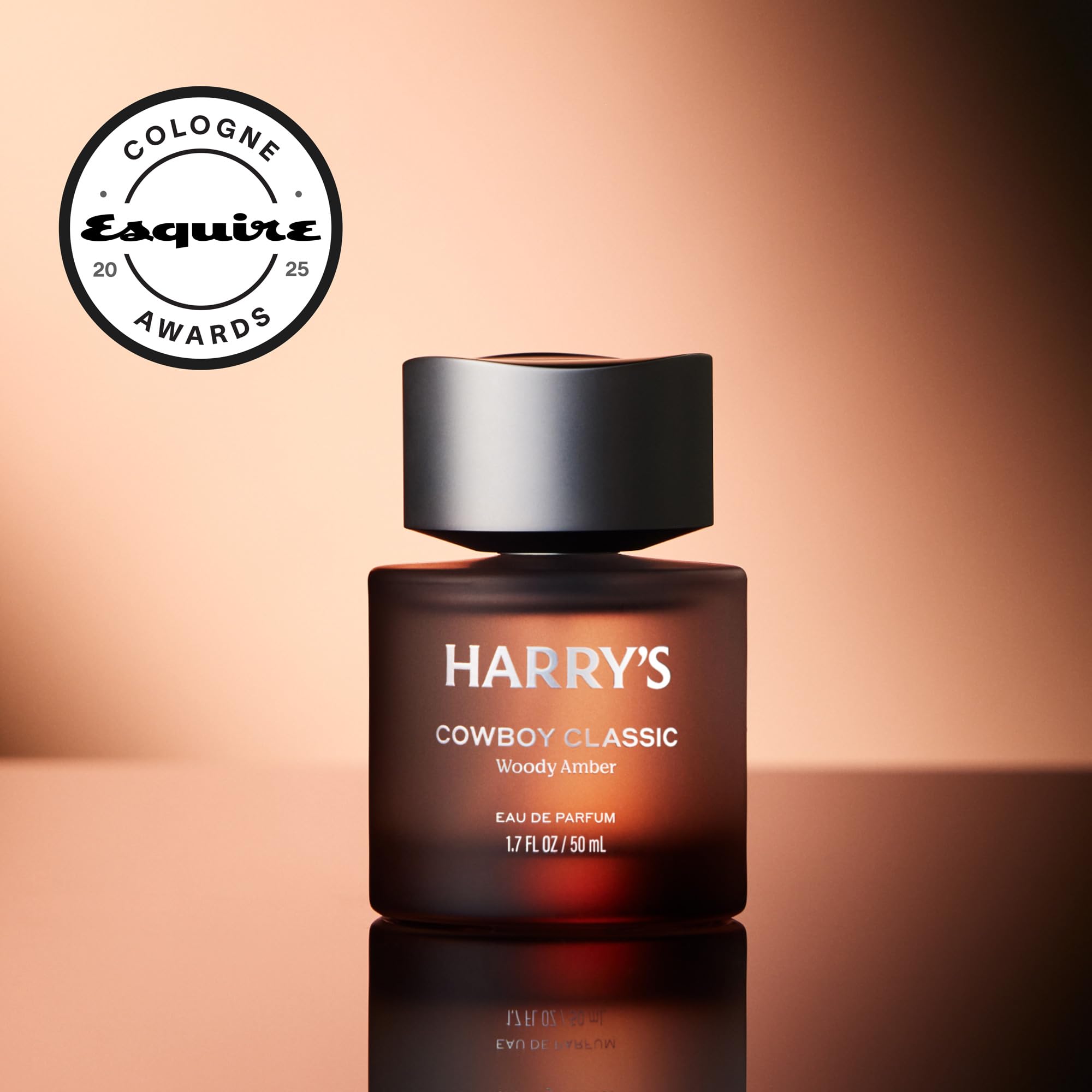 Harry's Cowboy Classic bottle close-up highlighting cedarwood notes