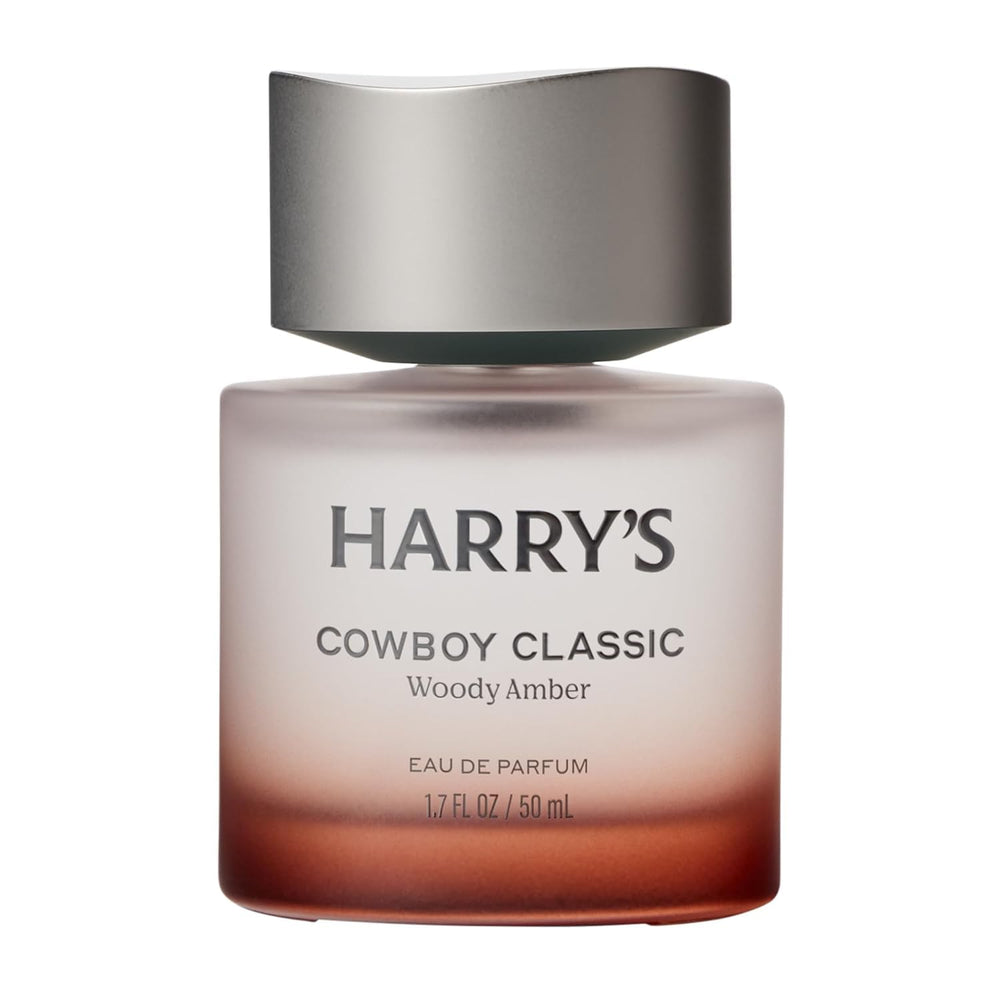 Harry's Cowboy Classic bottle front with refined woody amber profile