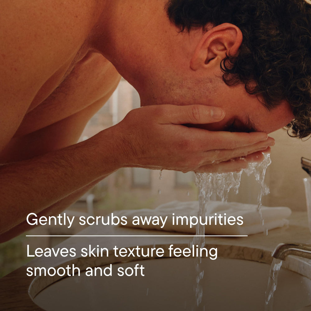 Harry's Exfoliating Face Wash pump and label design offers easy daily dispensing.