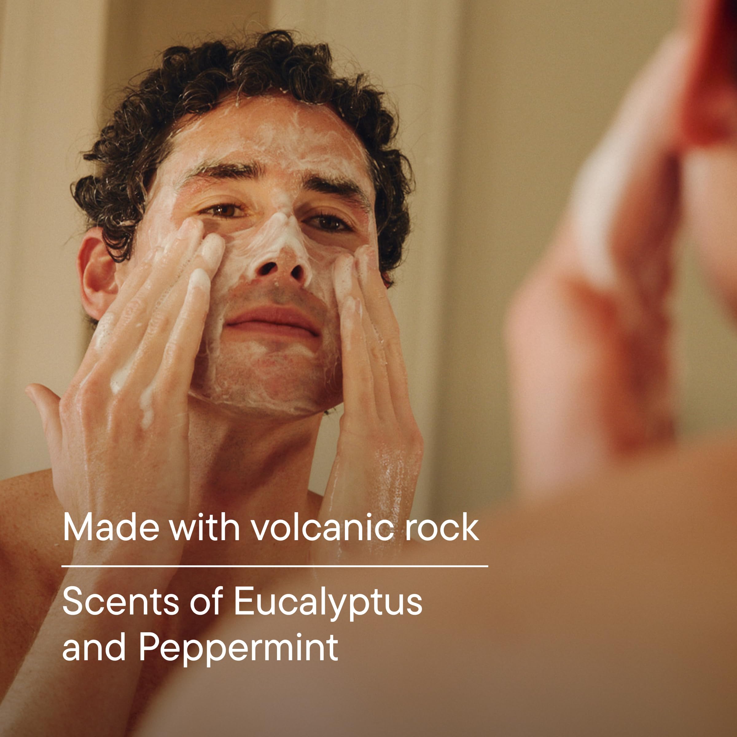 Harry's face wash eucalyptus peppermint scent refreshes skin.