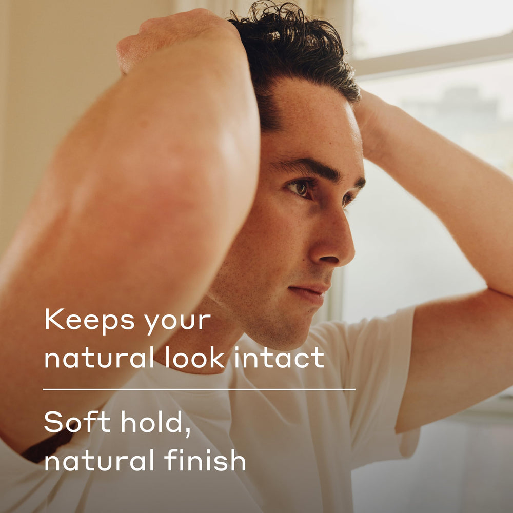 Thick, coarse hair styled with Harry's Taming Cream for natural texture.