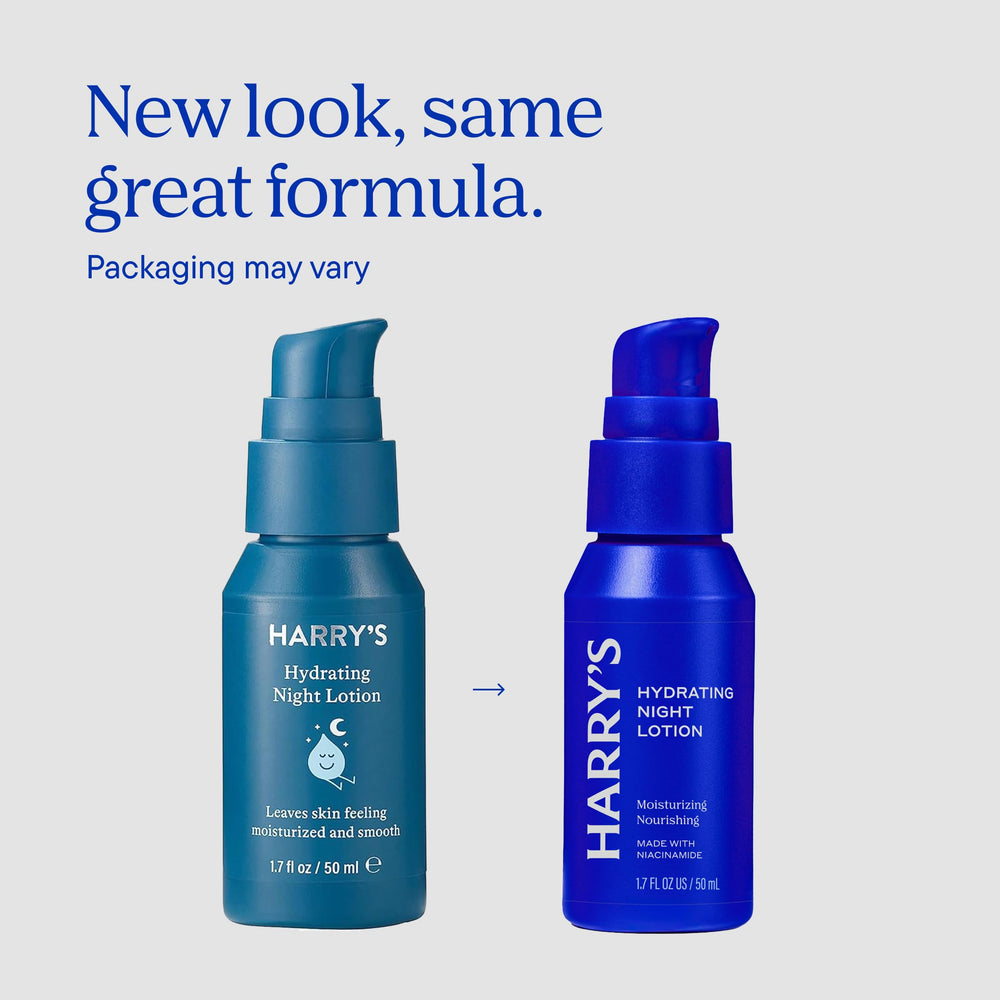 Harry's Hydrating Night Lotion pump demonstrates easy 1–2 pump application