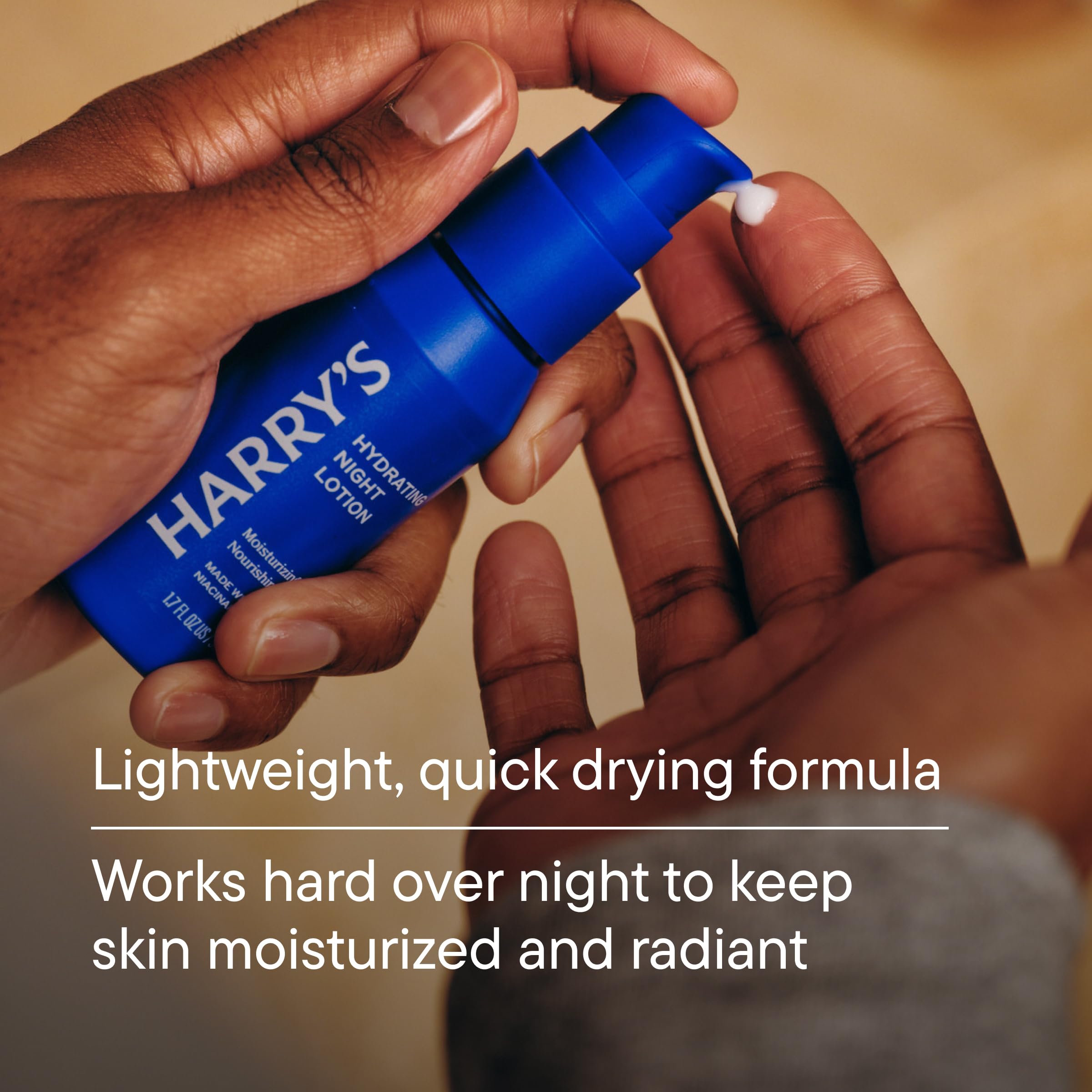 Harry's Night Lotion applied over toner demonstrates layering in evening routine