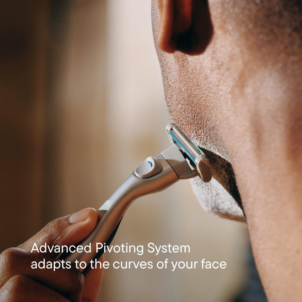 Harry's Plus Advanced Pivoting System adapts to facial contours for comfortable daily shaves