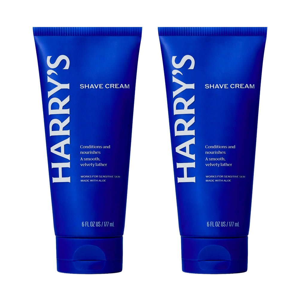 Harry's Shave Cream bottle with thick lather for smooth razor glide.