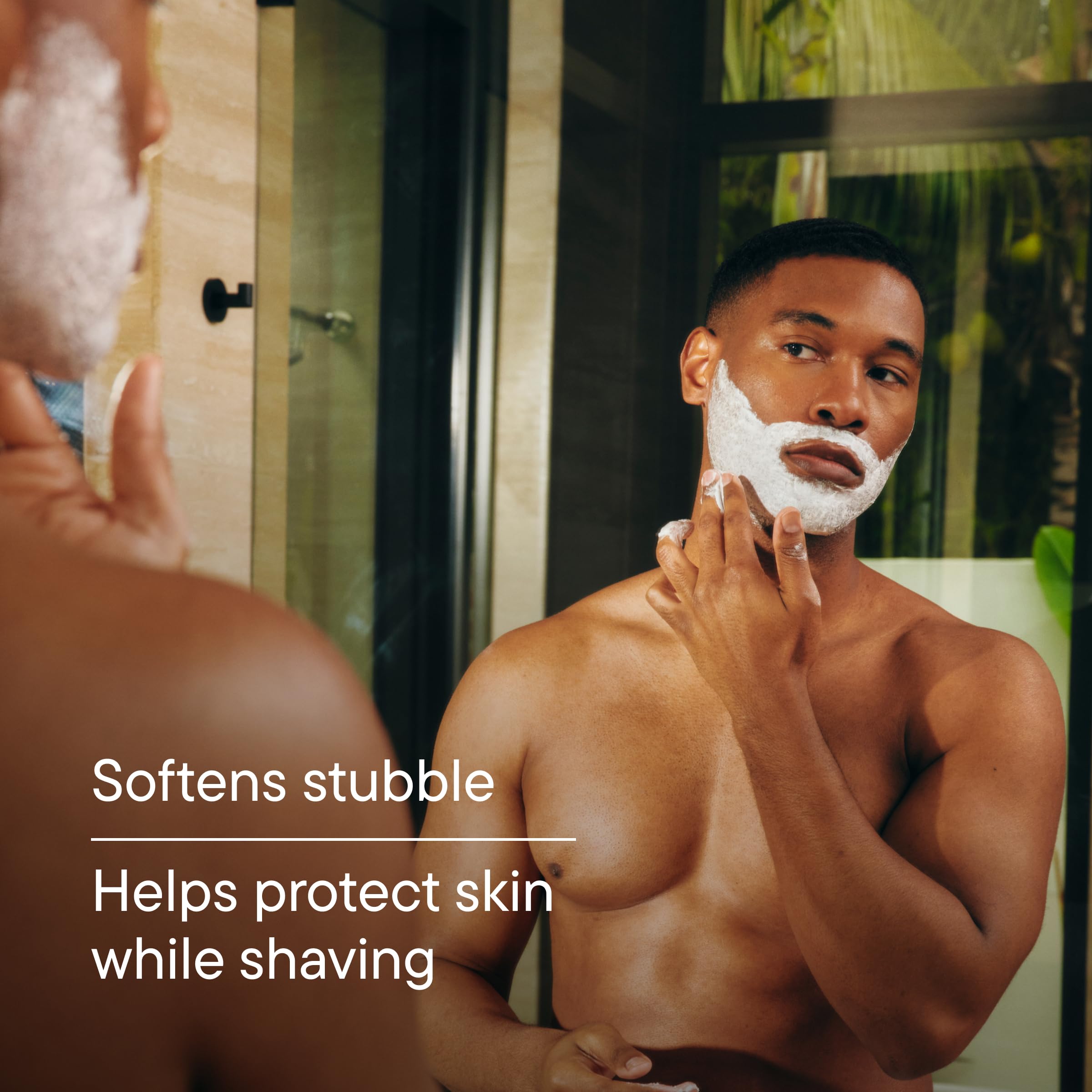 Harry's Shave Cream enables precise styling with clear skin visibility.