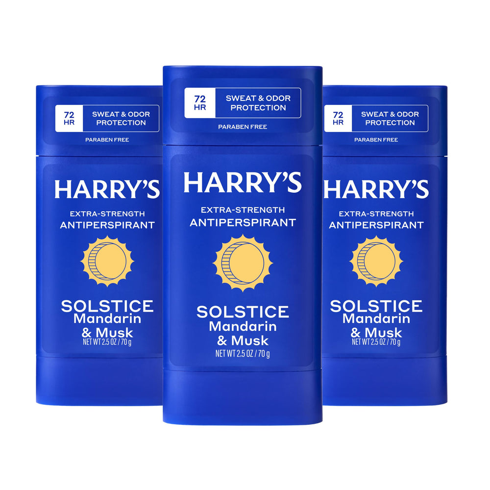 Harry's Solstice deodorant stick application shows smooth glide and fresh feel.