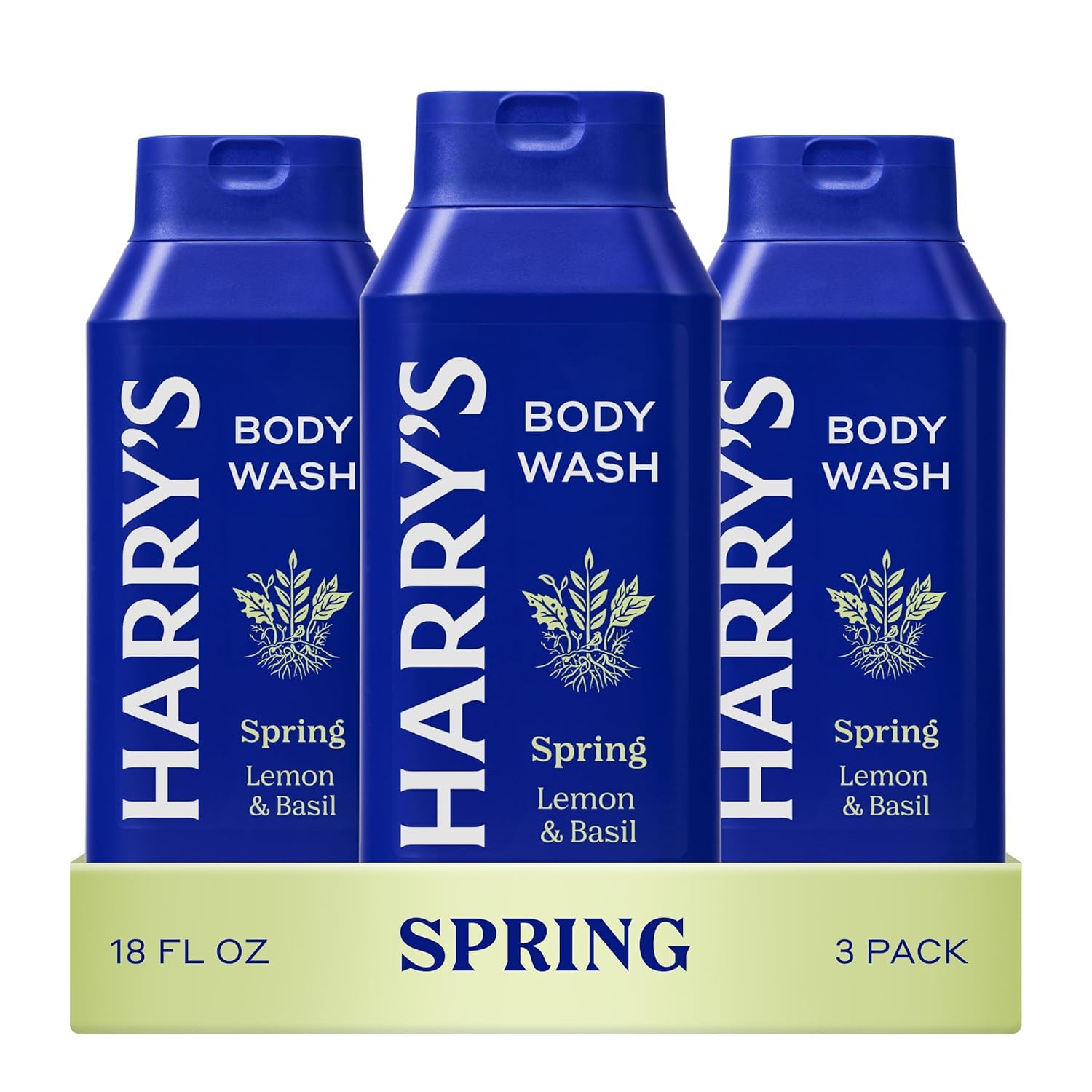 Harry's Spring body wash bottle pour shows rich lather for a full-body cleanse.