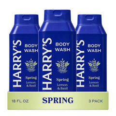 Harry's Spring body wash bottle pour shows rich lather for a full-body cleanse.