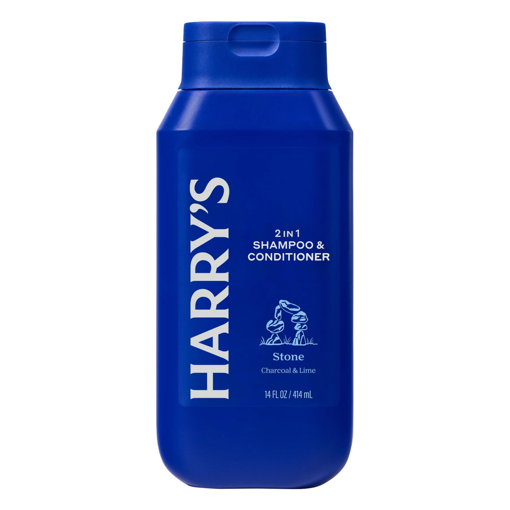 Harry's Stone 2 in 1 bottle side label emphasizes sulfate-free formula.