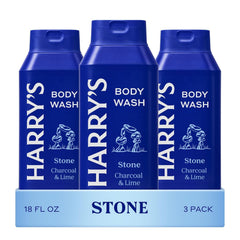Harry's Stone body wash 3-pack bottles for easy refreshment during busy days.