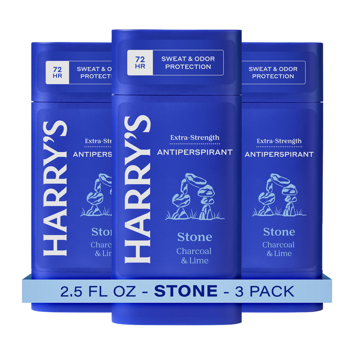 Harry's Stone 3-pack packaging offers convenient multi-pack freshness.