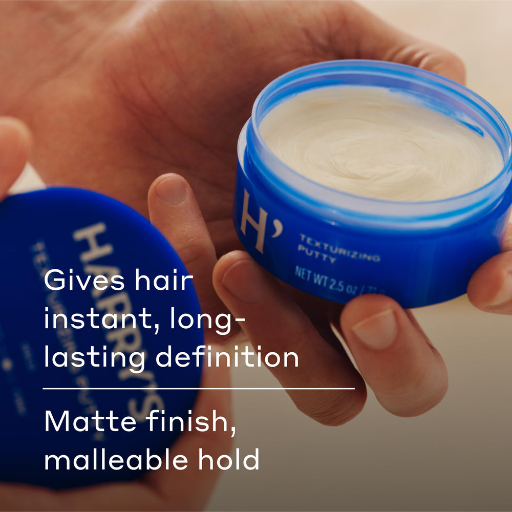 Harry's Texturizing Putty demonstrates matte finish and subtle texture in hair