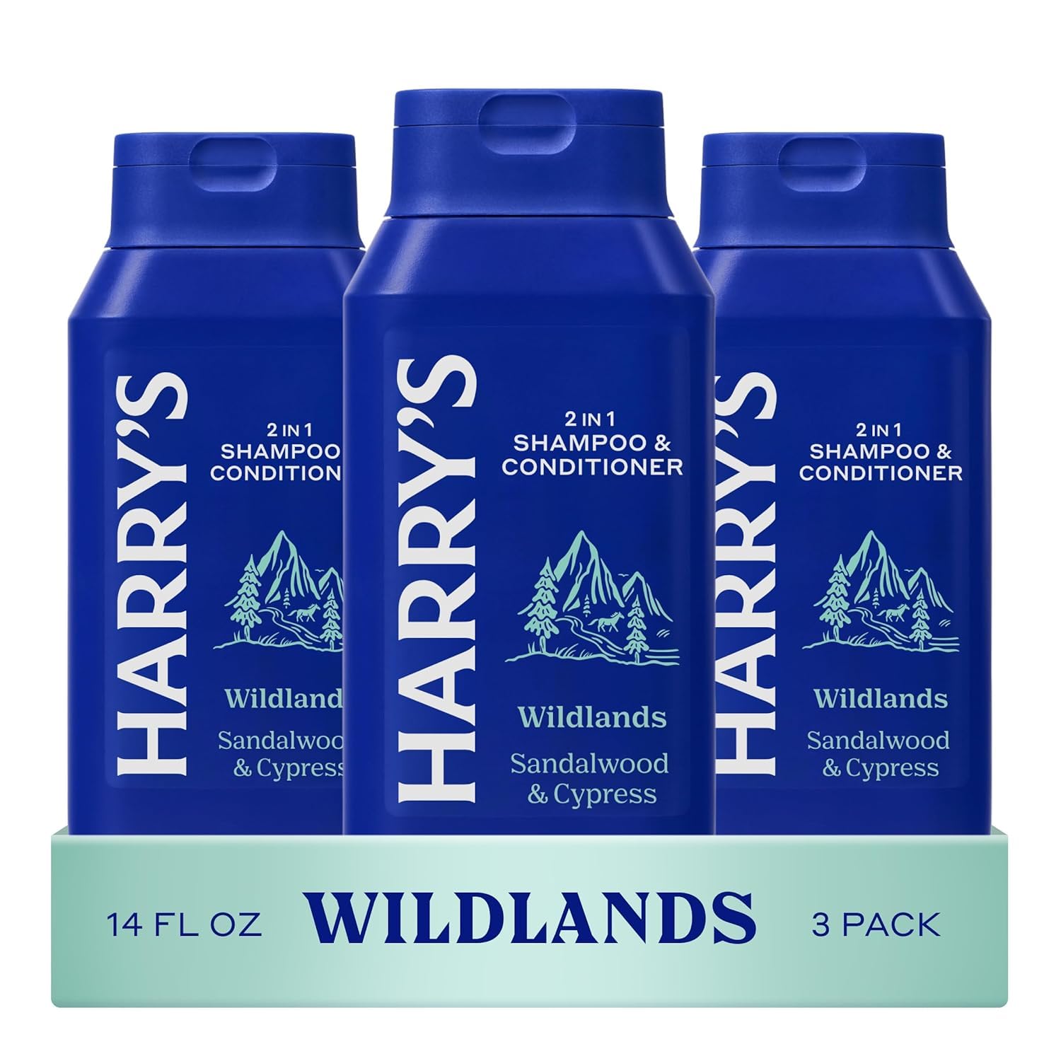 Harry's Wildlands shampoo bottle for all hair types.