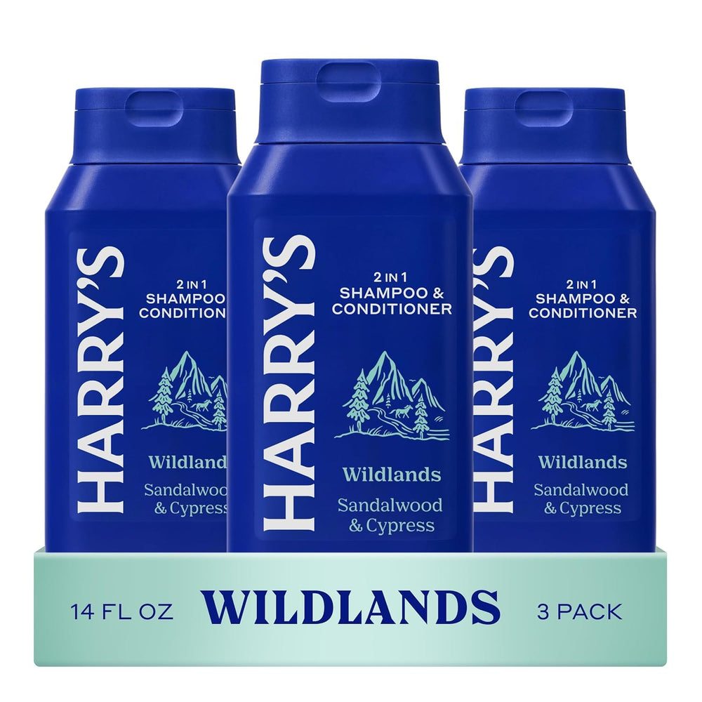 Harry's Wildlands shampoo bottle for all hair types.