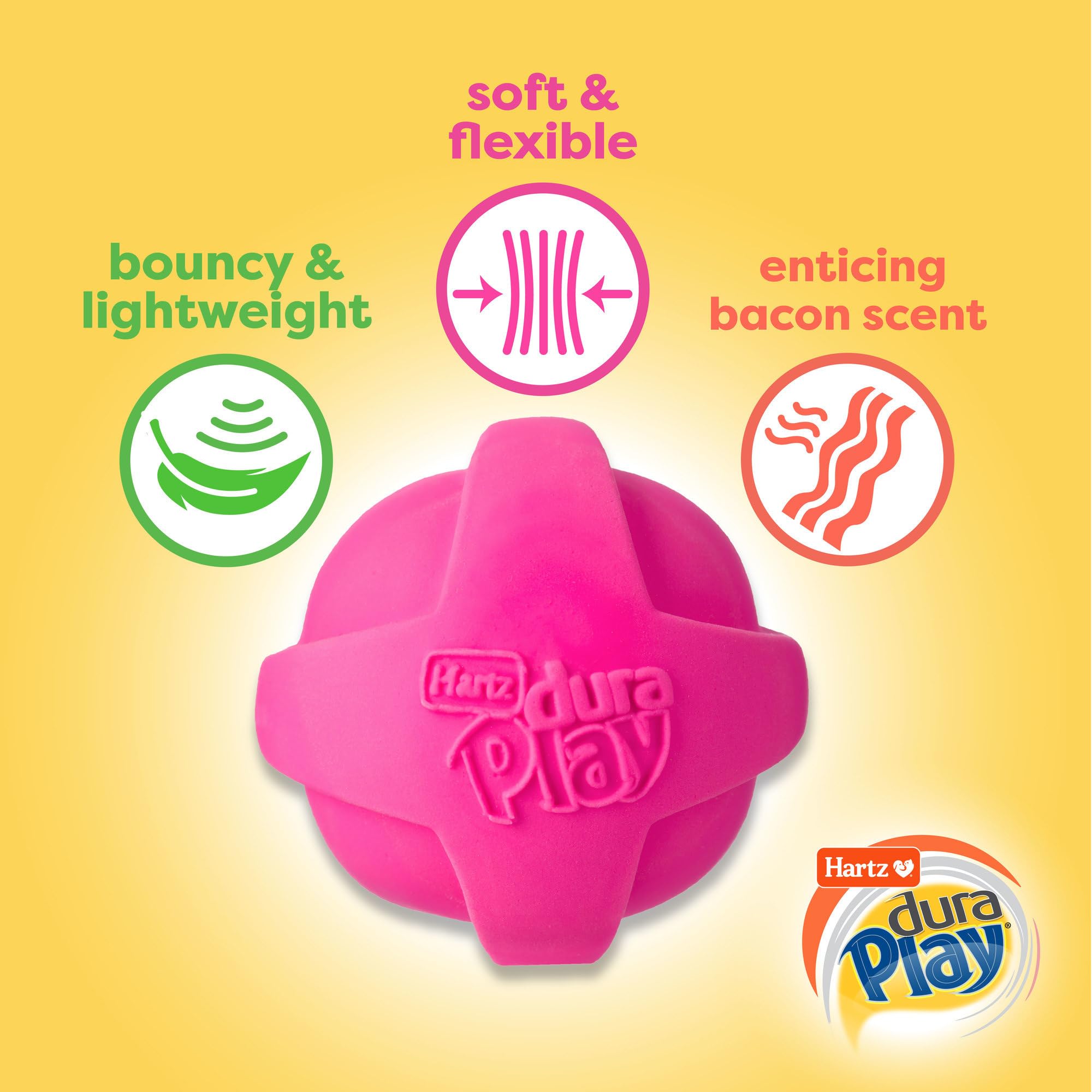 Hartz DuraPlay disc squeaky latex dog toy for long outdoor sessions.