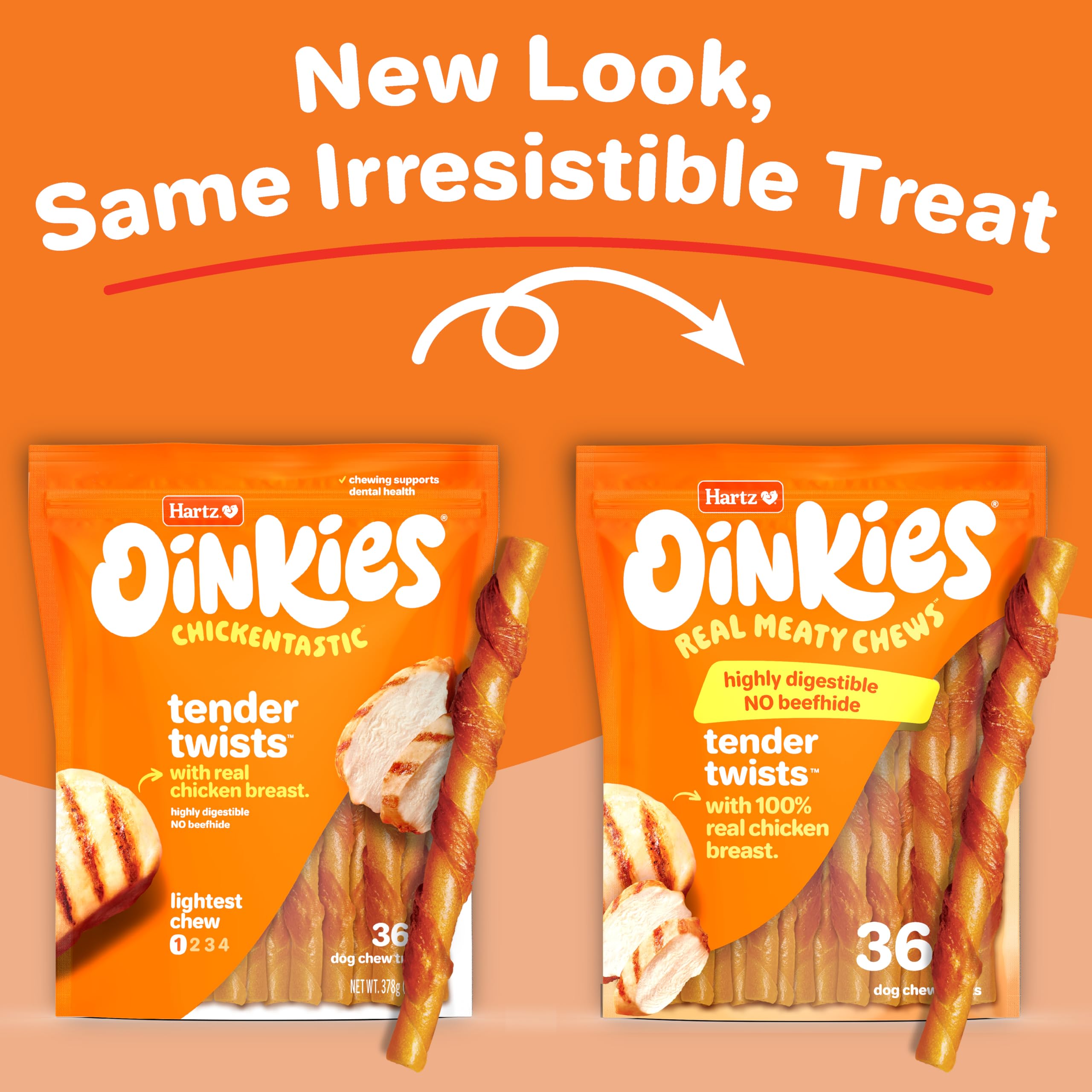 Hartz Oinkies digestible chews designed for sensitive mouths