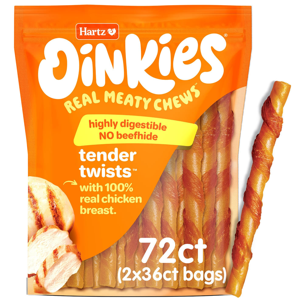 Hartz Oinkies Tender Twists real chicken breast for tasty rewards