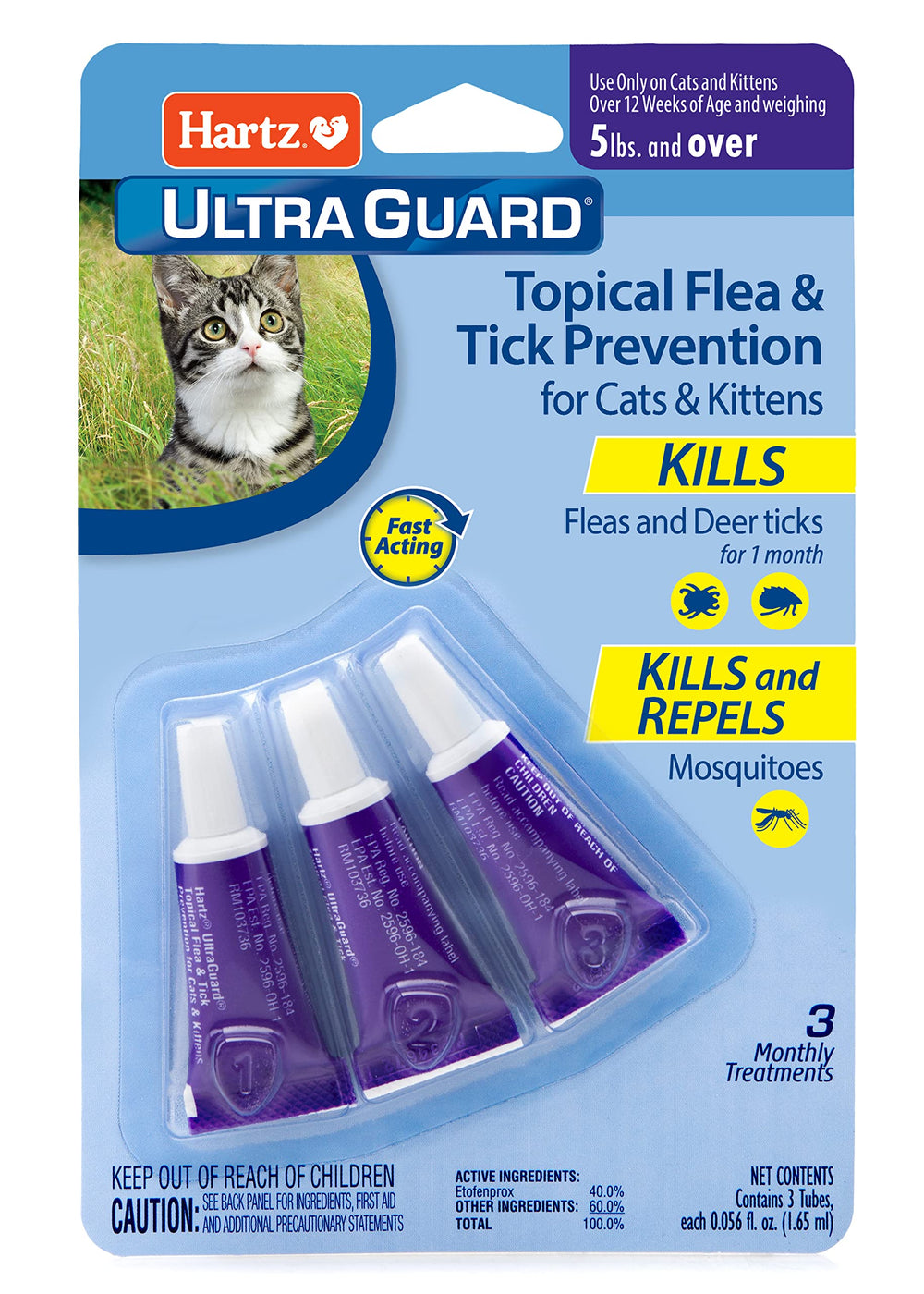 Hartz UltraGuard application tube for monthly flea and tick prevention on cats
