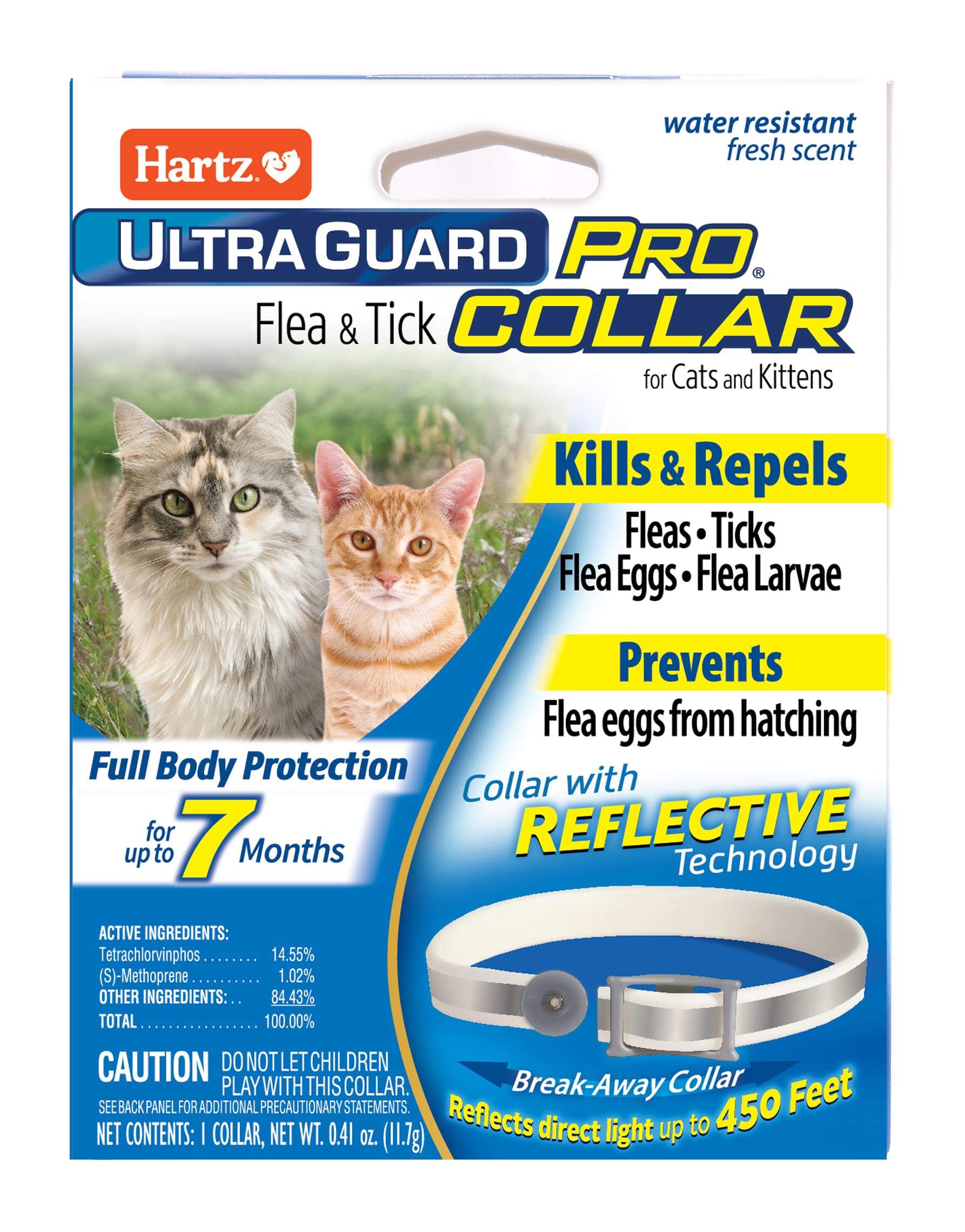 Hartz UltraGuard Pro collar on a cat neck providing flea and tick protection