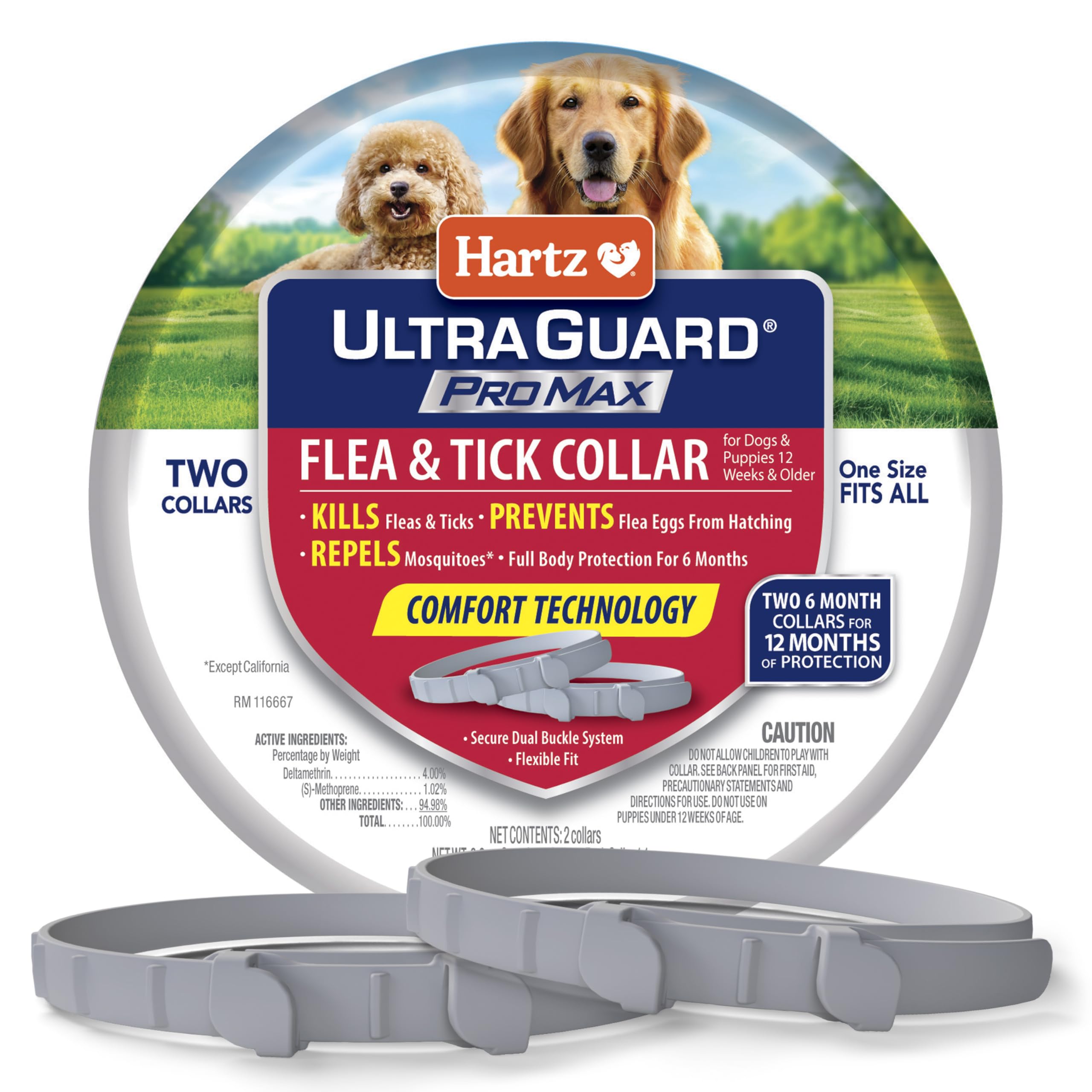 Hartz UltraGuard ProMax collar gray packaging showing long-lasting protection