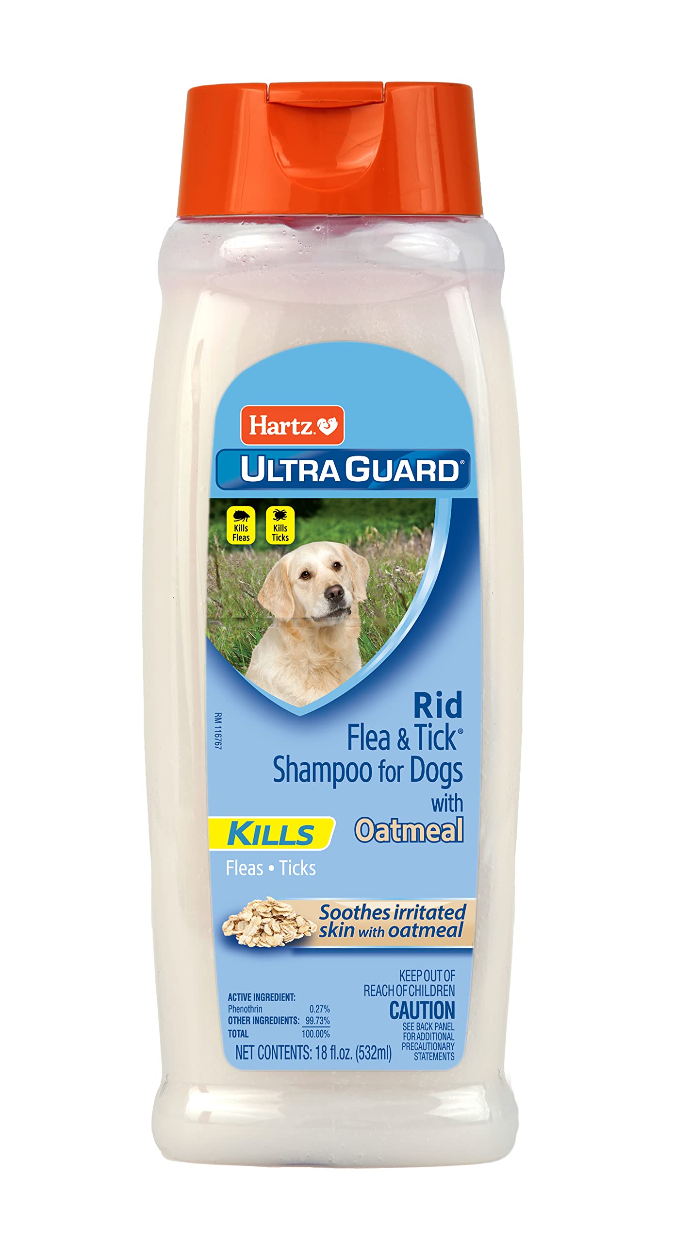 Hartz UltraGuard Rid Oatmeal Dog Shampoo bottle for cleansing and deodorizing