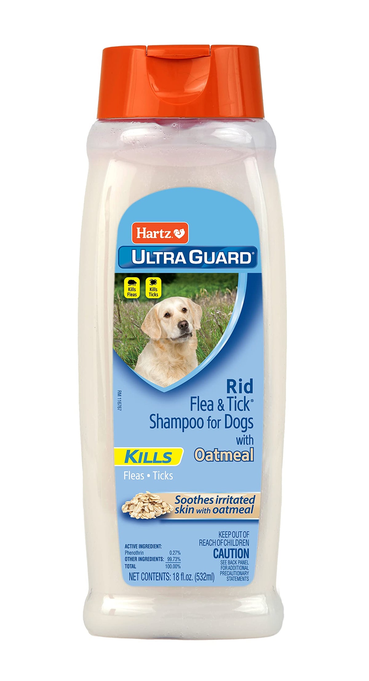 Hartz UltraGuard Rid Oatmeal Dog Shampoo bottle for cleansing and deodorizing