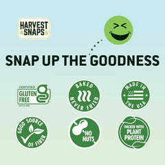 Harvest Snaps gluten-free non-GMO packs emphasizing allergen-friendly snack options