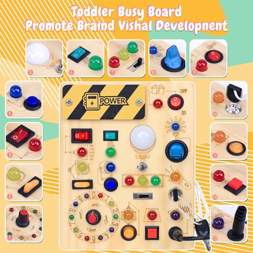HarVow Busy Board lights provide bright patterns to engage toddlers.