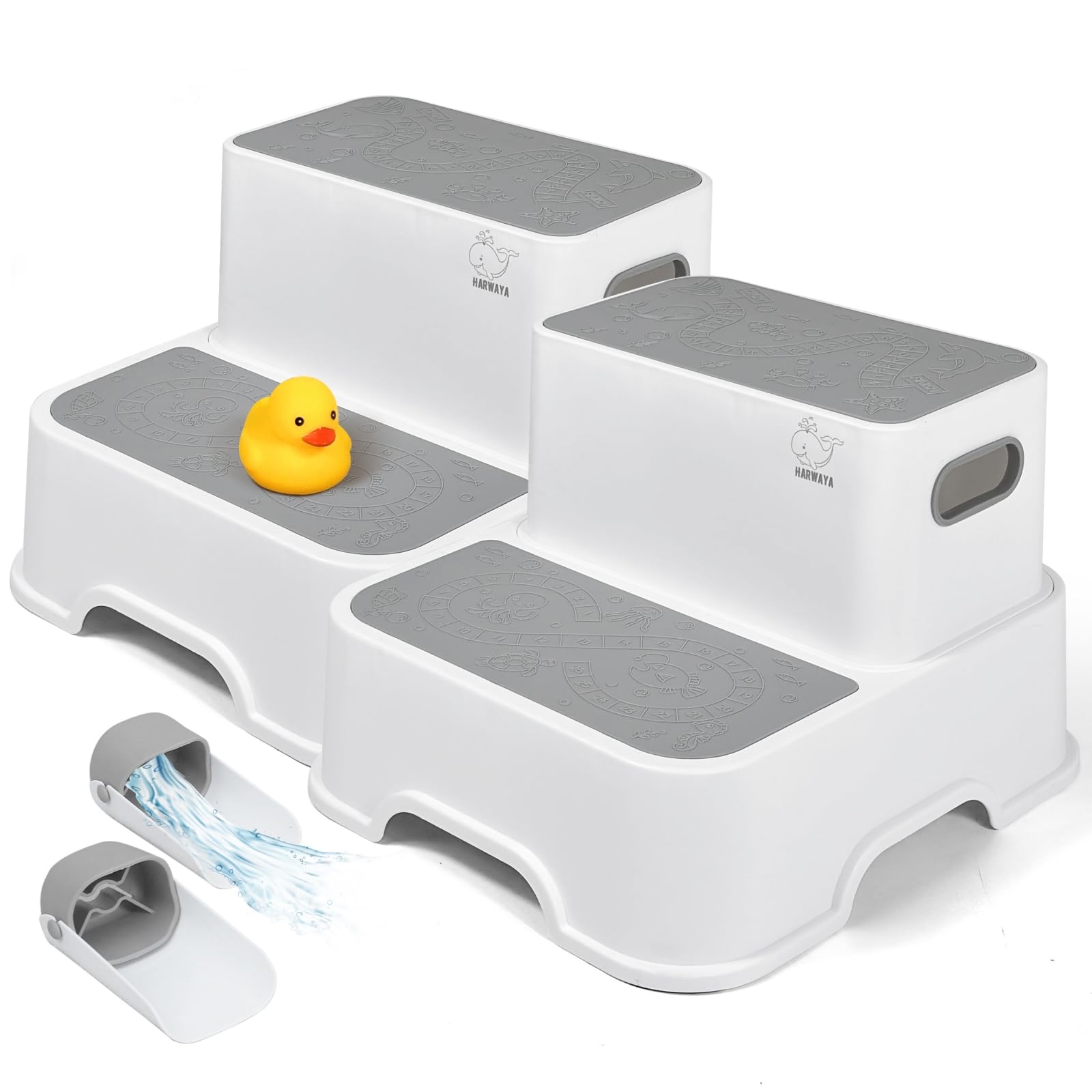 Harwaya toddler step stool by bathroom sink provides a stable 2-pack boost