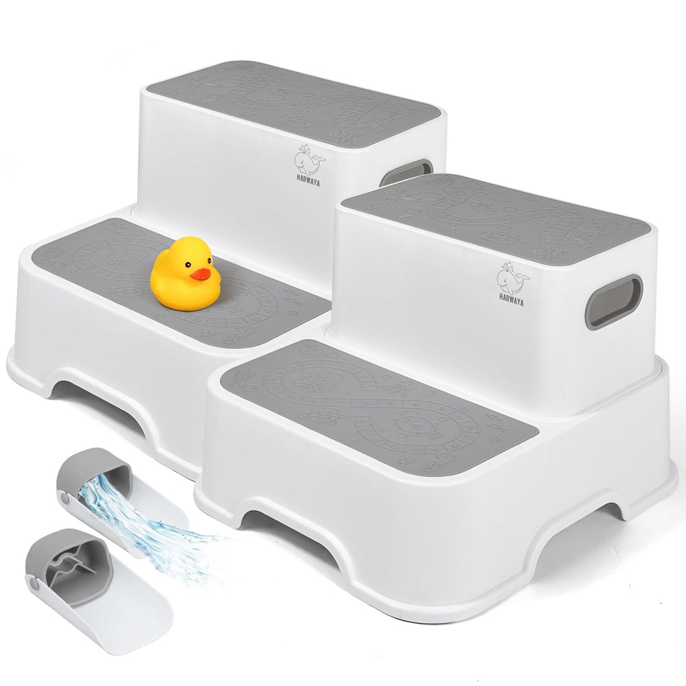 Harwaya toddler step stool by bathroom sink provides a stable 2-pack boost