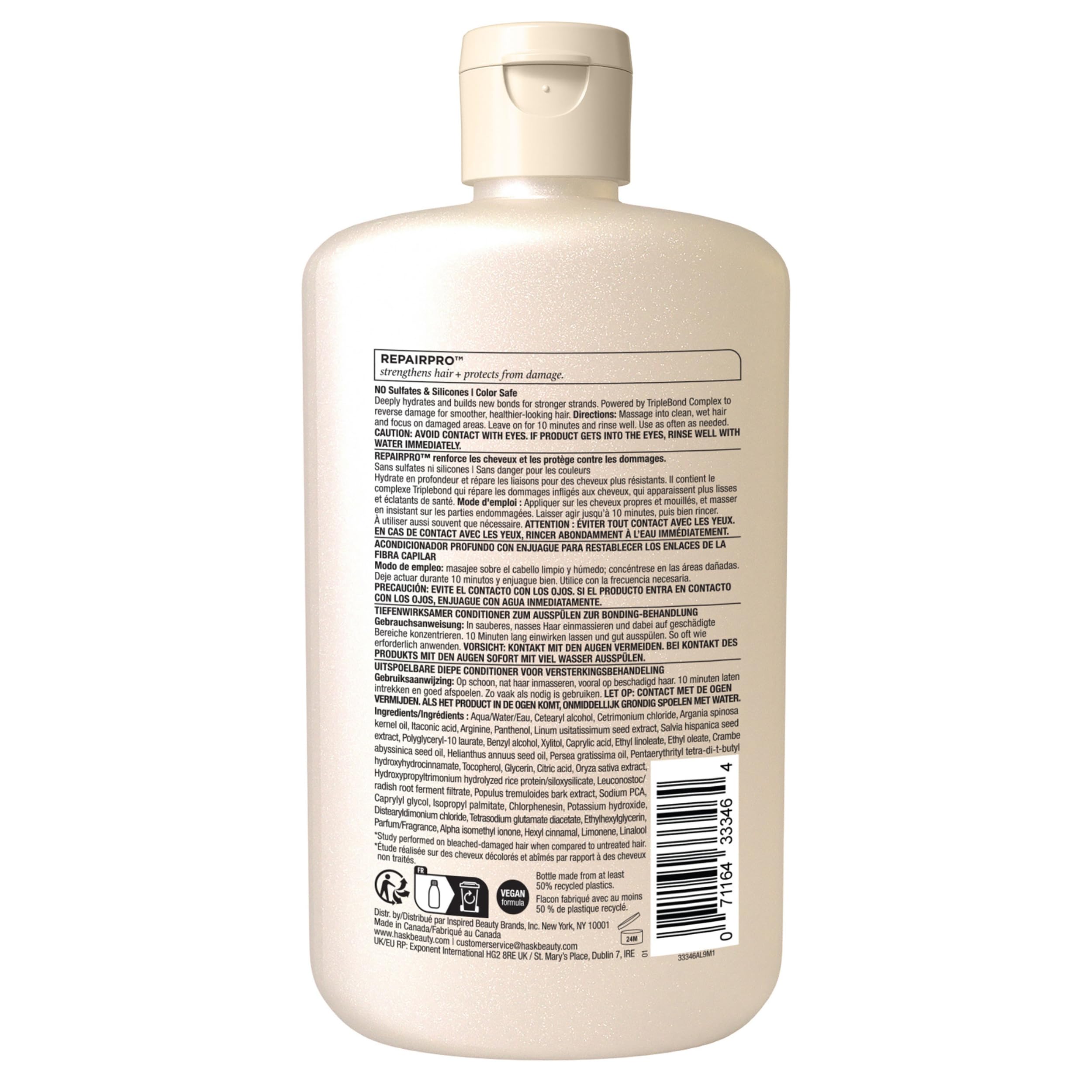 HASK Bond-Building ingredients art highlights Argan oil and Triple Bond Complex.