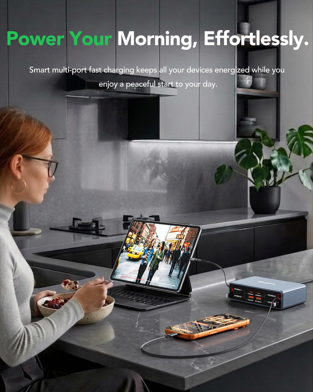 HATALKIN 105W GaN USB-C hub delivers fast charging for laptops and phones.