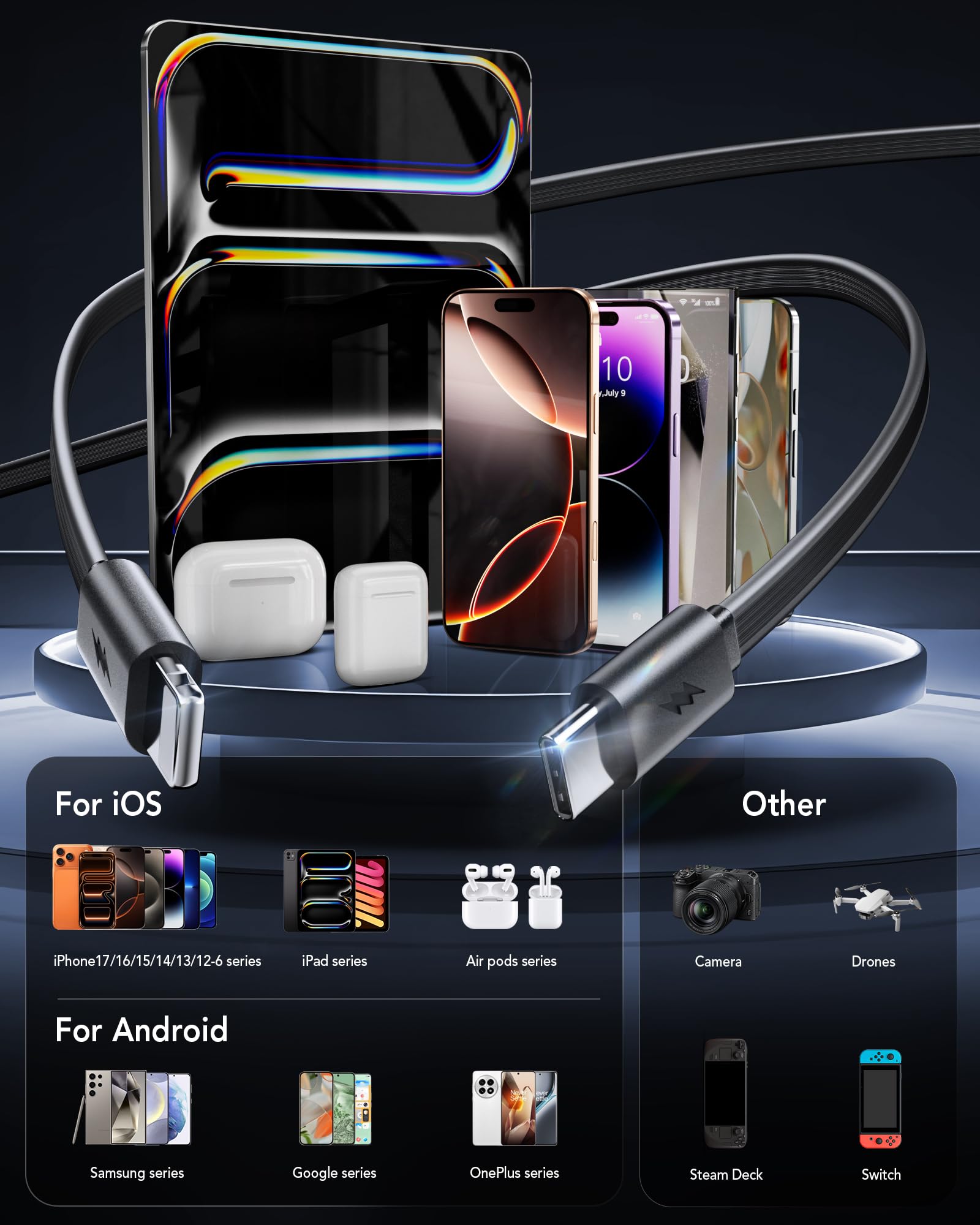 HATALKIN 40W fast charging multi-charger powers four devices at once.