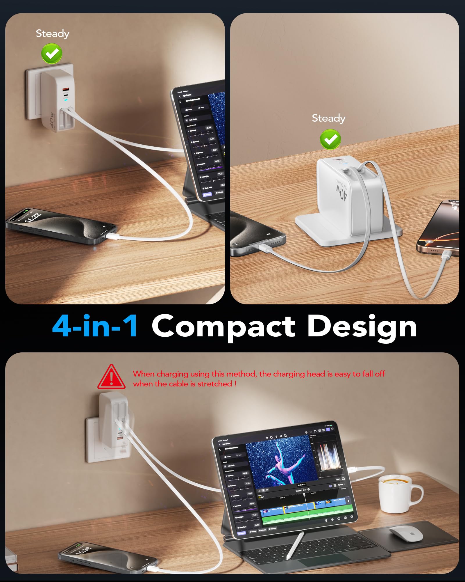 HATALKIN travel-ready multi-charger suitable for home, office, or hotel.
