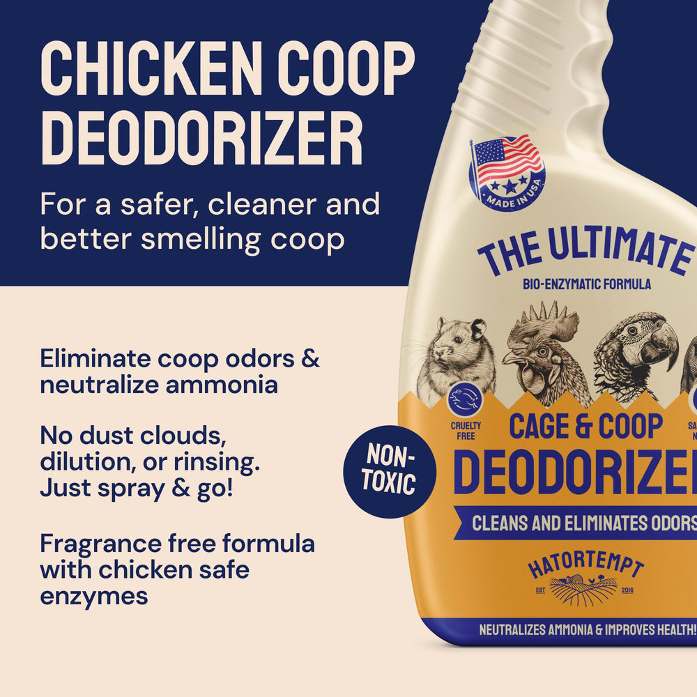 Hatortempt coop deodorizer application sprayer targets odors at the source.