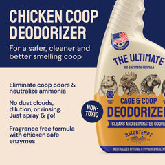 Hatortempt coop deodorizer application sprayer targets odors at the source.