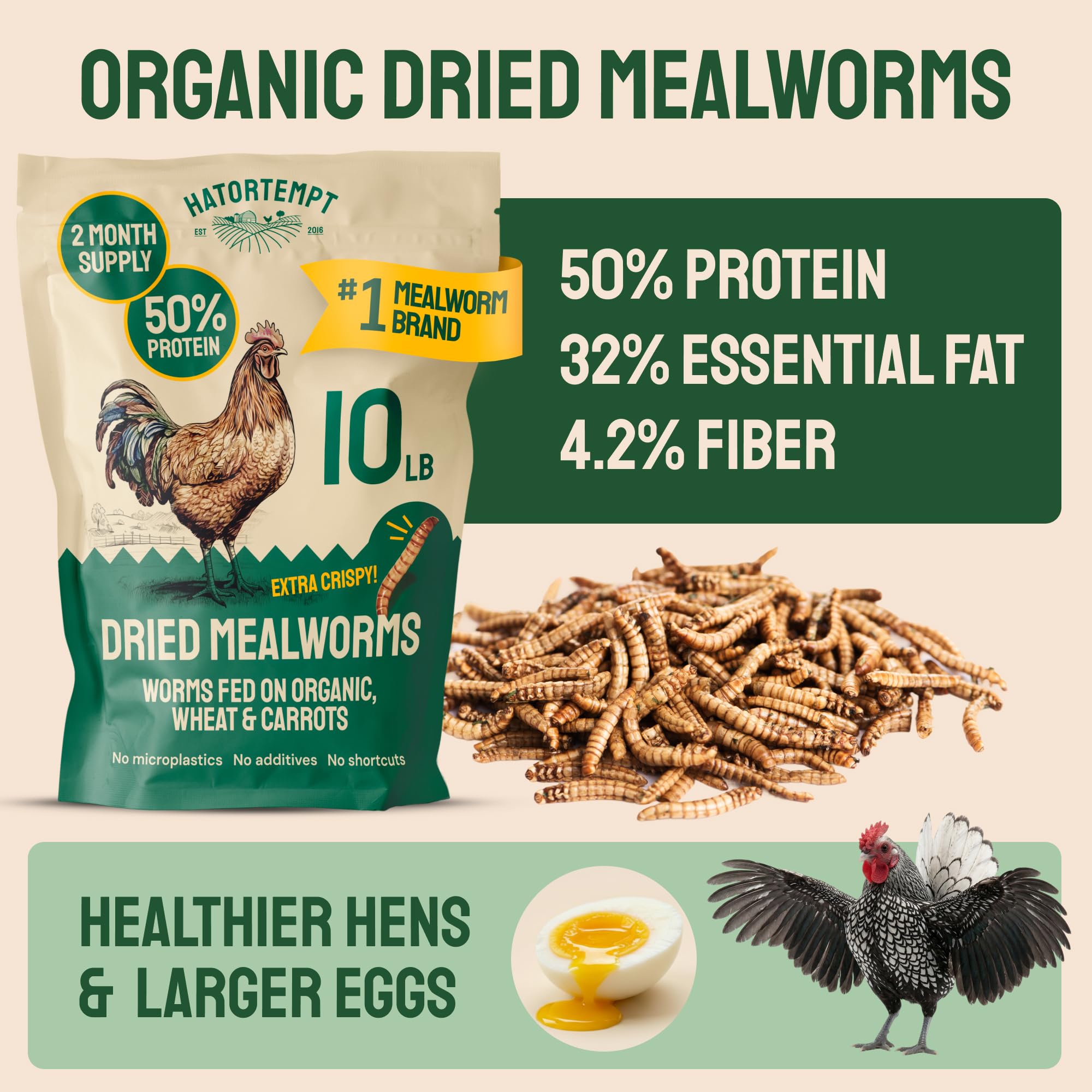 Whole crisp worms shown for chickens to favor texture.