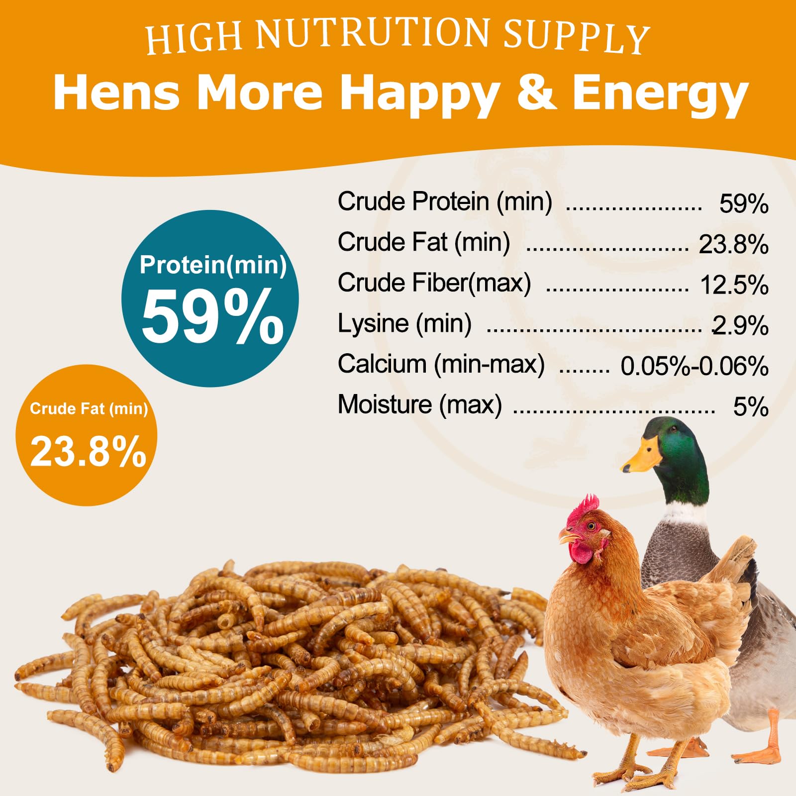HATORTOP mealworms chicken feed serving ready to scoop for hens