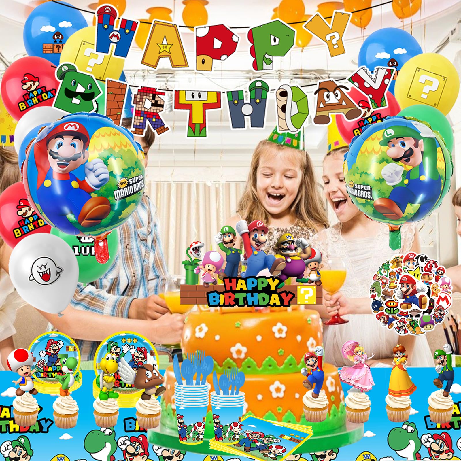 Hatraky banner letters create a customizable happy birthday backdrop.