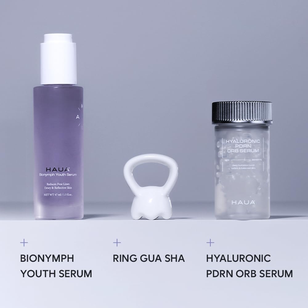 HAUA Bead-in-serum system releases actives on contact with skin.